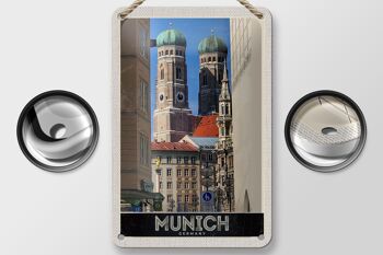 Panneau de voyage en étain 12x18cm, panneau d'architecture médiévale de la ville de Munich 2