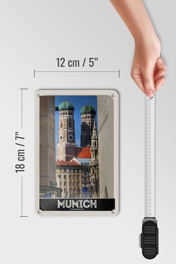 Panneau de voyage en étain 12x18cm, panneau d'architecture médiévale de la ville de Munich 5