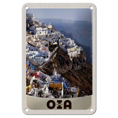 Cartel de chapa de viaje, 12x18cm, Oia, Grecia, Europa, isla