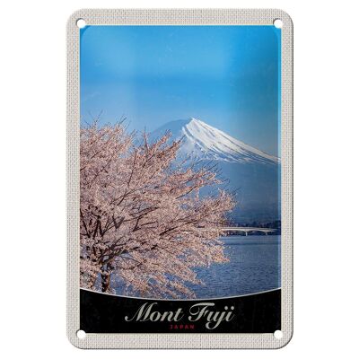 Targa in metallo da viaggio 12x18 cm Mont Fuji Giappone Asia Montagne Albero Targa
