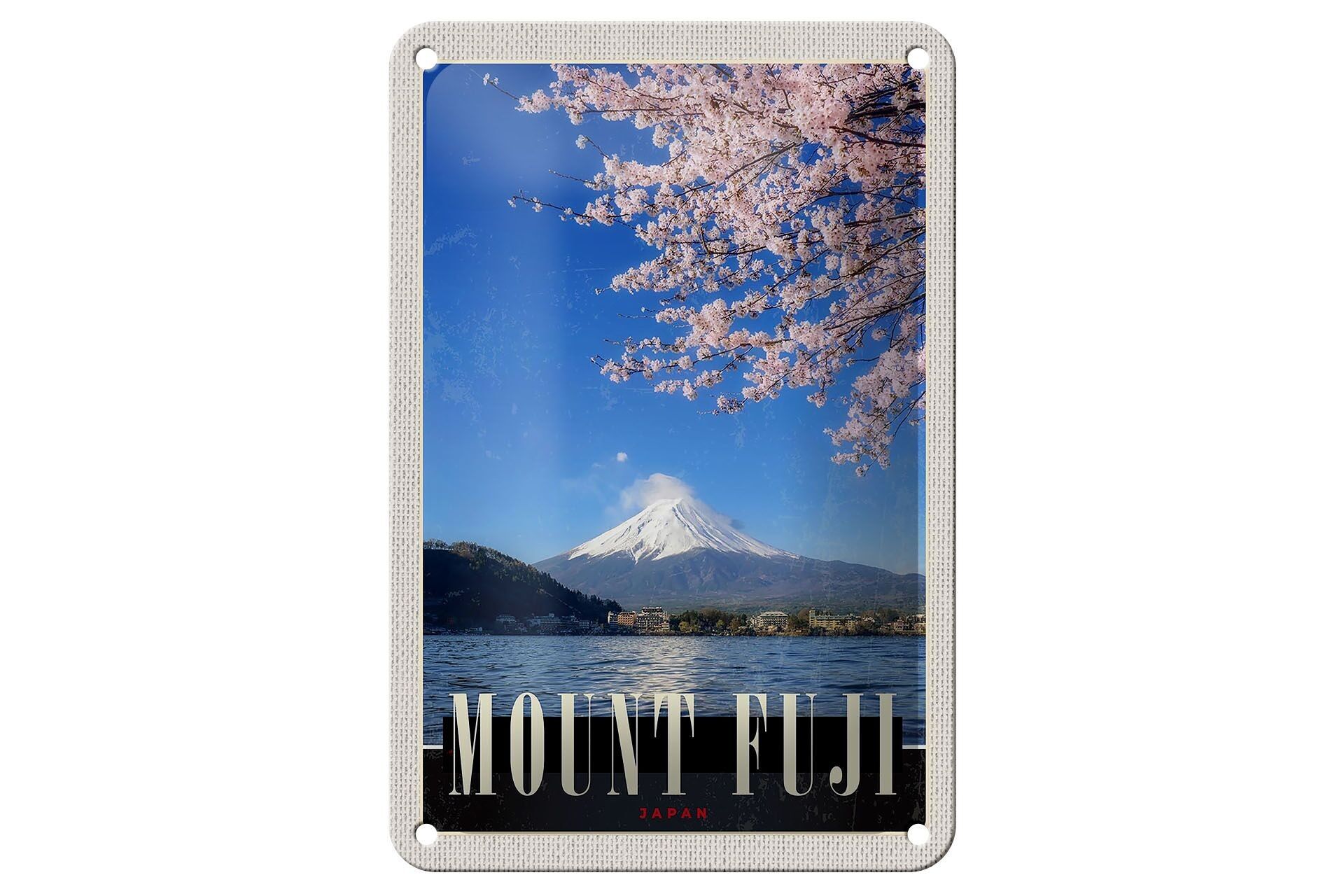 Panneau de voyage en étain, 12x18cm, Mont Fuji, japon, asie, mer, Nature