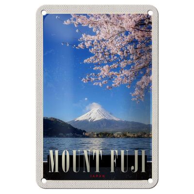 Blechschild Reise 12x18cm Mont Fuji Japan Asien Meer Natur Schild