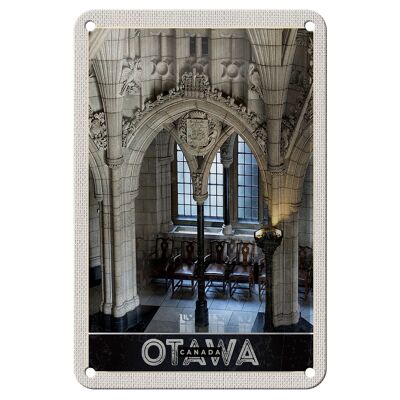 Letrero de hojalata para viaje, 12x18cm, Ottawa, Canadá, escultura interior de iglesia