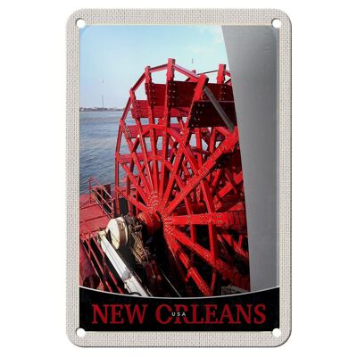 Blechschild Reise 12x18cm New Orleans Amerika USA Steambot Schild