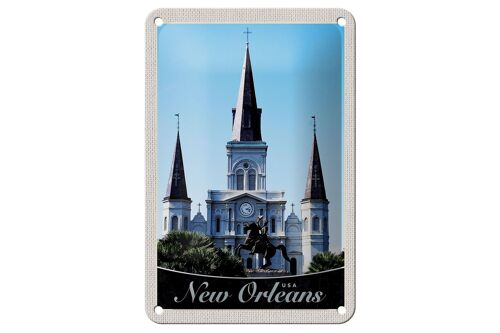 Blechschild Reise 12x18cm New Orleans USA Amerika Kirche Urlaub Schild