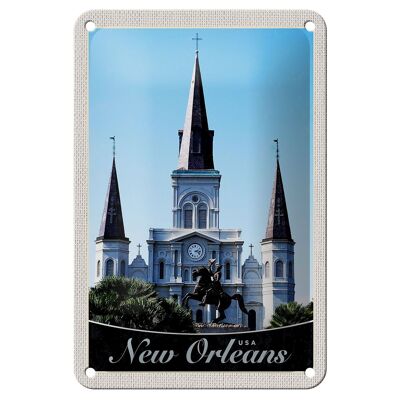 Blechschild Reise 12x18cm New Orleans USA Amerika Kirche Urlaub Schild