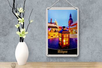 Panneau de voyage en étain, 12x18cm, Riga, lettonie, lanterne de noël 4