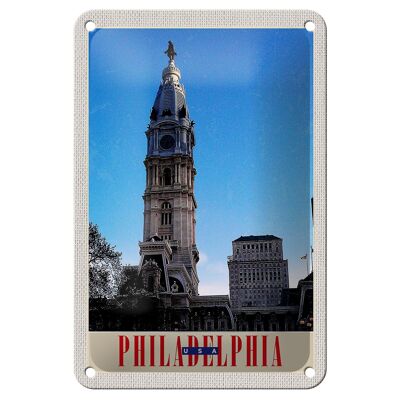 Blechschild Reise 12x18cm Philadelphia USA Amerika Architektur Schild