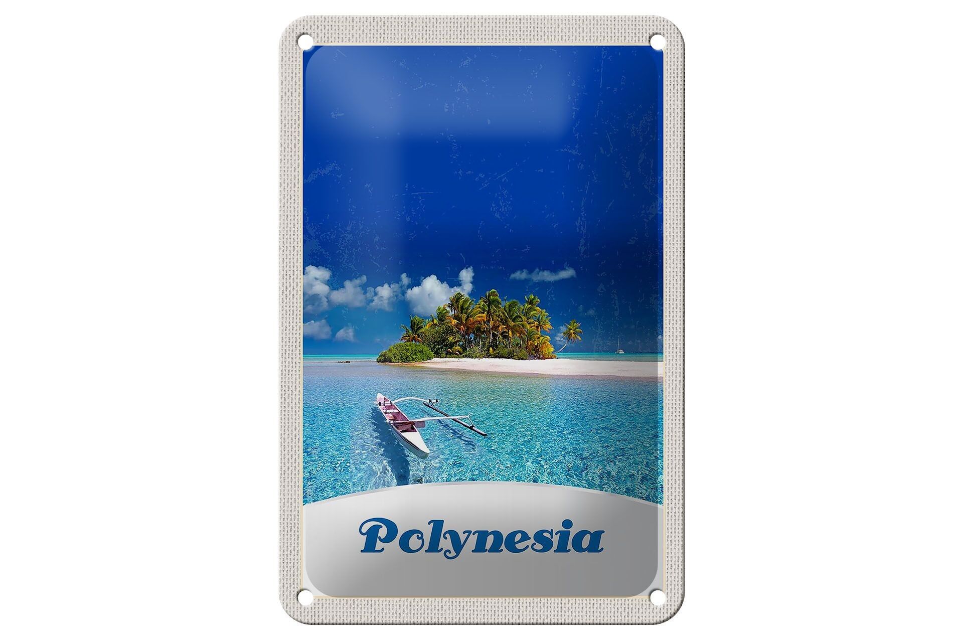 Targa in metallo da viaggio 12x18 cm Polynesia Dream Island Australia Targa per barca