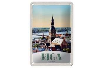 Panneau de voyage en étain 12x18cm, signe d'architecture d'église de Riga lettonie 1