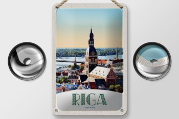 Panneau de voyage en étain 12x18cm, signe d'architecture d'église de Riga lettonie 2