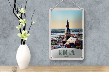 Panneau de voyage en étain 12x18cm, signe d'architecture d'église de Riga lettonie 4