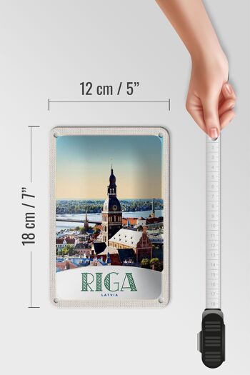 Panneau de voyage en étain 12x18cm, signe d'architecture d'église de Riga lettonie 5