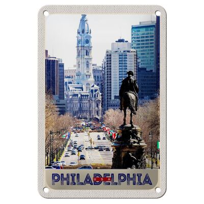 Targa in metallo da viaggio 12x18 cm Philadelphia USA America City Church Sign