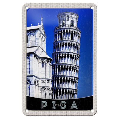 Tin sign travel 12x18cm Pisa Italy Leaning Tower of Pisa sign