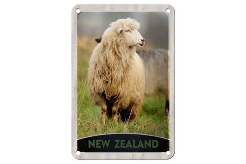 Blechschild Reise 12x18cm Neuseeland Europa Schaf Wiese Natur Schild