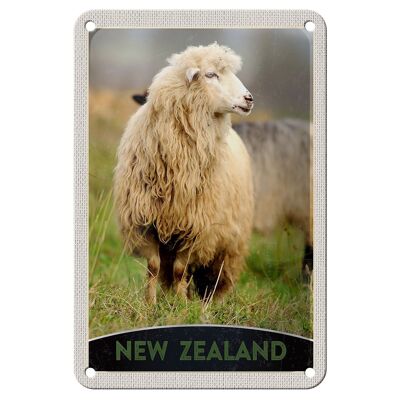 Targa in metallo da viaggio 12x18 cm Nuova Zelanda Europa Sheep Meadow Nature Sign