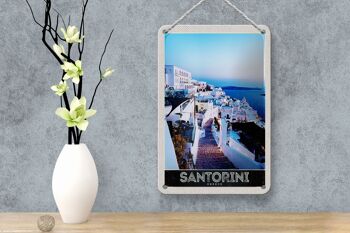 Signe de voyage en étain, 12x18cm, île de Santorin, maisons blanches, signe de vacances 4