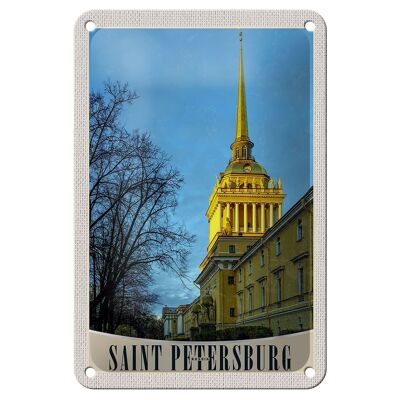 Blechschild Reise 12x18cm Saint Petersburg Kirche Architektur Schild