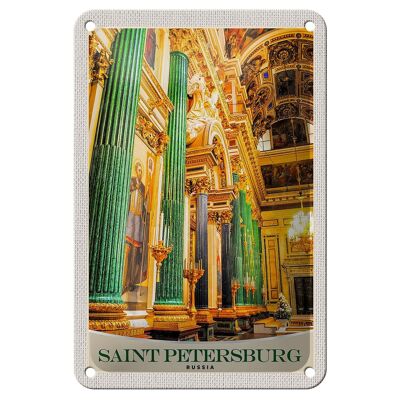 Cartel de chapa de viaje 12x18cm Iglesia de San Petersburgo desde el interior