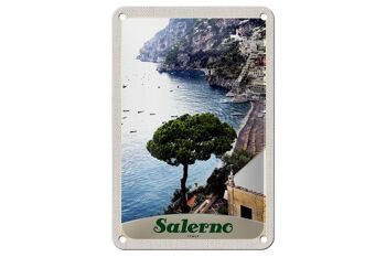 Panneau de voyage en étain, 12x18cm, Salerne, italie, mer, plage, bateau solaire 1