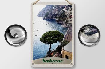 Panneau de voyage en étain, 12x18cm, Salerne, italie, mer, plage, bateau solaire 2