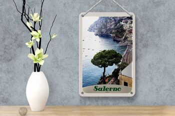 Panneau de voyage en étain, 12x18cm, Salerne, italie, mer, plage, bateau solaire 4
