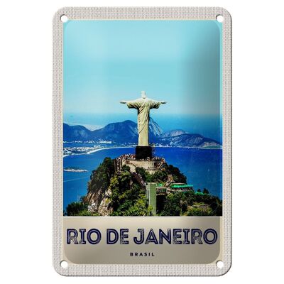 Cartel de chapa de viaje, 12x18cm, Brasil, América, estatua de Cristo