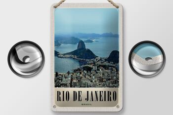 Panneau de voyage en étain, 12x18cm, Rio de Janeiro, brésil, ville américaine 2