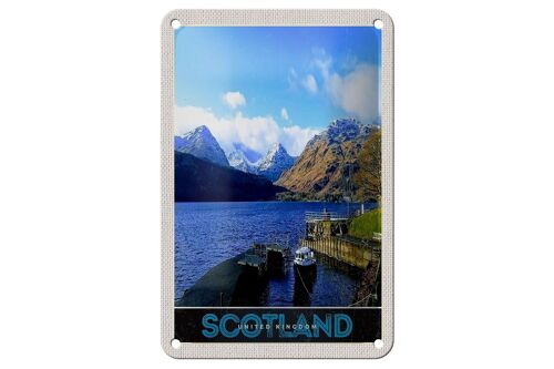 Blechschild Reise 12x18cm Schottland Insel Gebirge See Schild