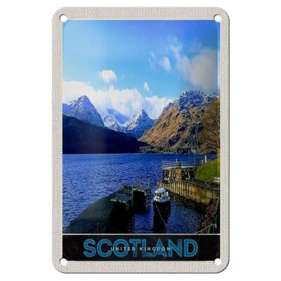 Blechschild Reise 12x18cm Schottland Insel Gebirge See Schild