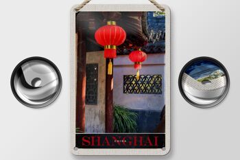 Panneau de voyage en étain, 12x18cm, Shanghai, asie, chine, lanterne rouge 2