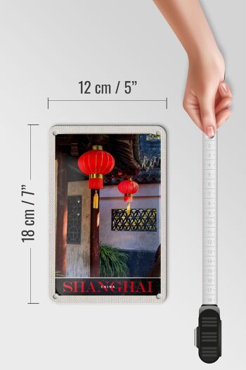 Panneau de voyage en étain, 12x18cm, Shanghai, asie, chine, lanterne rouge 5