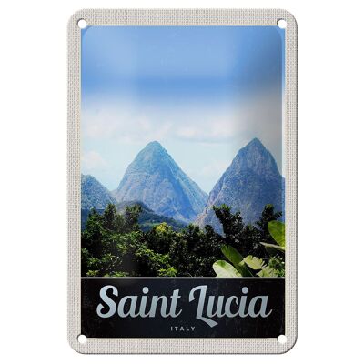 Blechschild Reise 12x18cm Saint Lucia Italien Gebirge Natur Schild