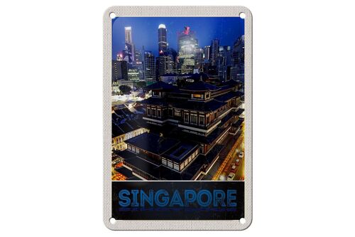 Blechschild Reise 12x18cm Singapur Stadt Asien Hochhaus Indien Schild