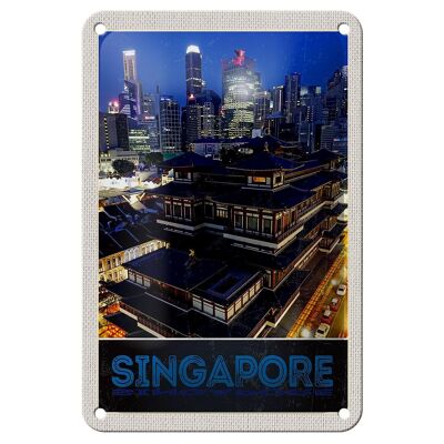 Blechschild Reise 12x18cm Singapur Stadt Asien Hochhaus Indien Schild