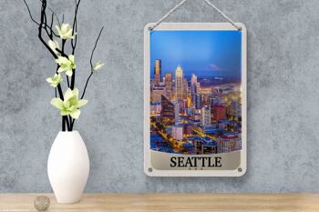 Panneau de voyage en étain, 12x18cm, Seattle, états-unis, ville américaine, panneau de vacances en soirée 4