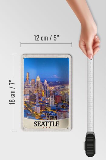 Panneau de voyage en étain, 12x18cm, Seattle, états-unis, ville américaine, panneau de vacances en soirée 5