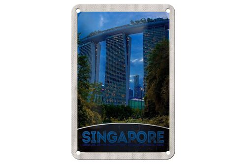 Blechschild Reise 12x18cm Singapur Asien Architektur Hochhaus Schild
