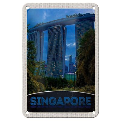 Targa in metallo da viaggio 12x18 cm Singapore Asia Architecture High-Rise Sign