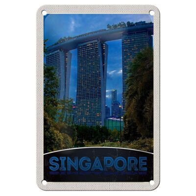 Blechschild Reise 12x18cm Singapur Asien Architektur Hochhaus Schild