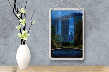 Panneau de voyage en étain 12x18cm, panneau d'architecture de singapour et d'asie, panneau de grande hauteur 4