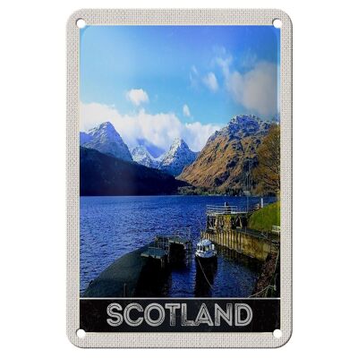 Blechschild Reise 12x18cm Schottland Insel Gebirge Schnee Trip Schild