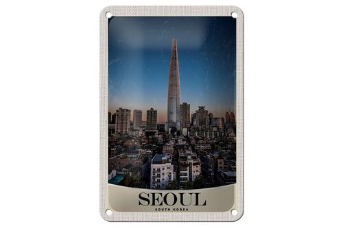 Blechschild Reise 12x18cm Seoul Süd Korea Wolkenkratzer Stadt Schild