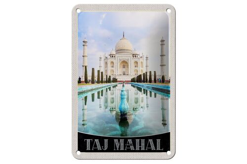 Blechschild Reise 12x18cm Taj Mahal Indien Vordergarten Schild