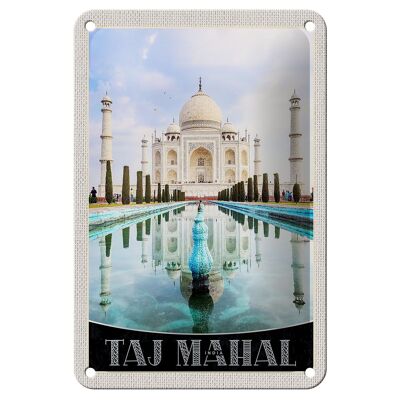 Targa in metallo da viaggio 12 x 18 cm Taj Mahal India, cartello da giardino anteriore