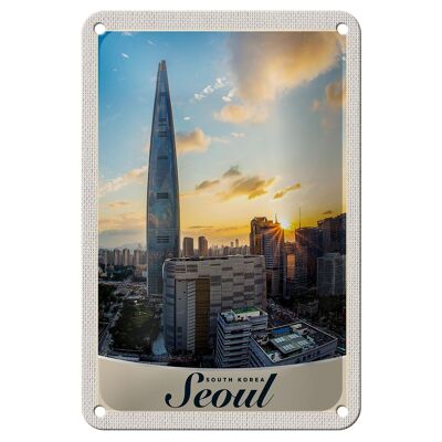 Cartel de chapa de viaje, 12x18cm, señal de ciudad de arquitectura de Corea del Sur de Seúl
