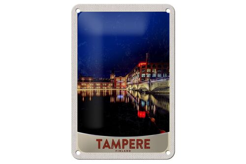 Blechschild Reise 12x18cm Tampere Finnland Europa Stadt Abend Schild