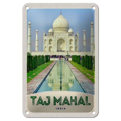 Signe en étain voyage 12x18cm, décoration Taj Mahal Agra