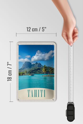 Panneau de voyage en étain, 12x18cm, Tahiti, île américaine, mer bleue, panneau naturel 5